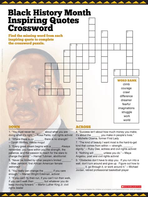 Black History Crossword Puzzle Printable Pdf